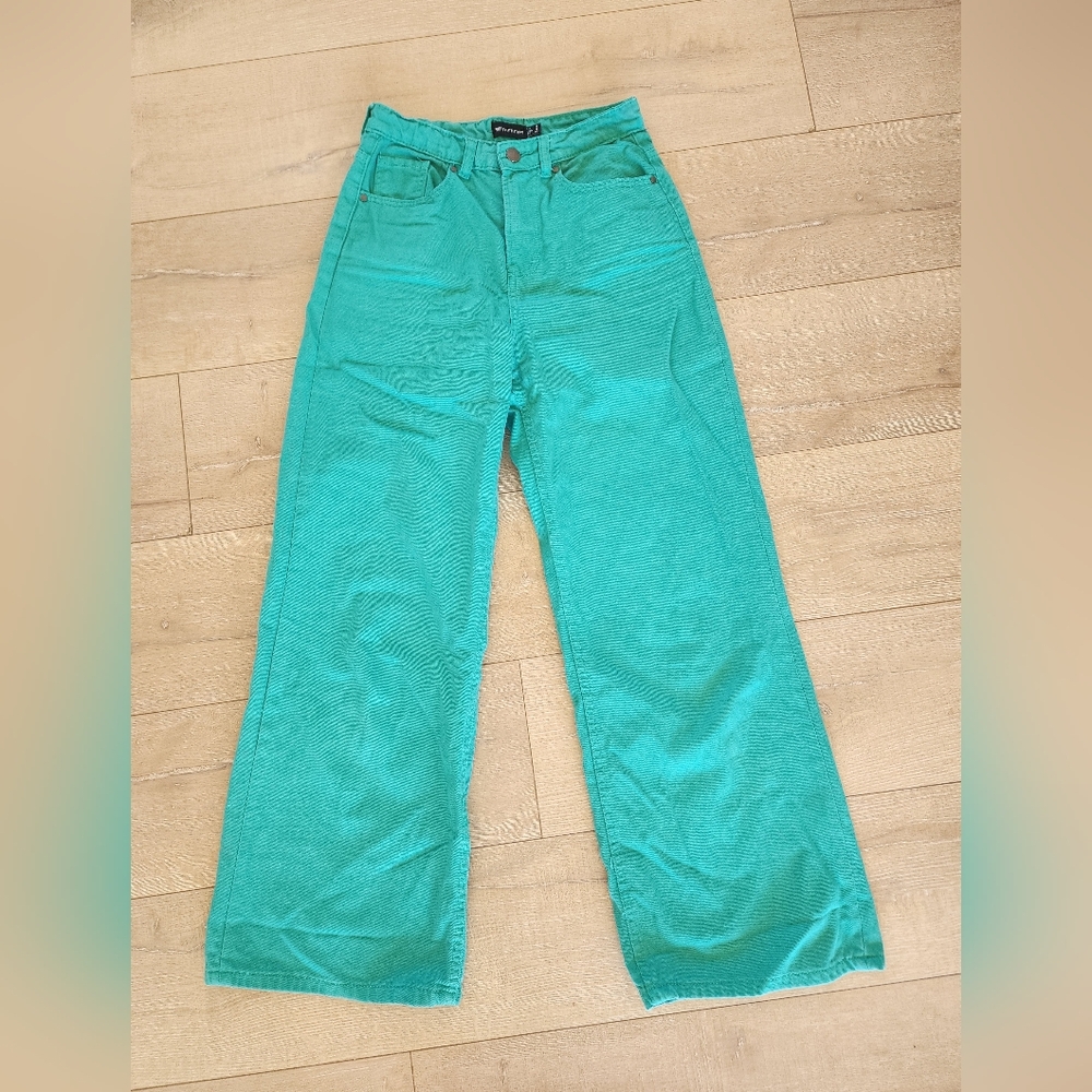 Turquoise Wide-Leg Pants